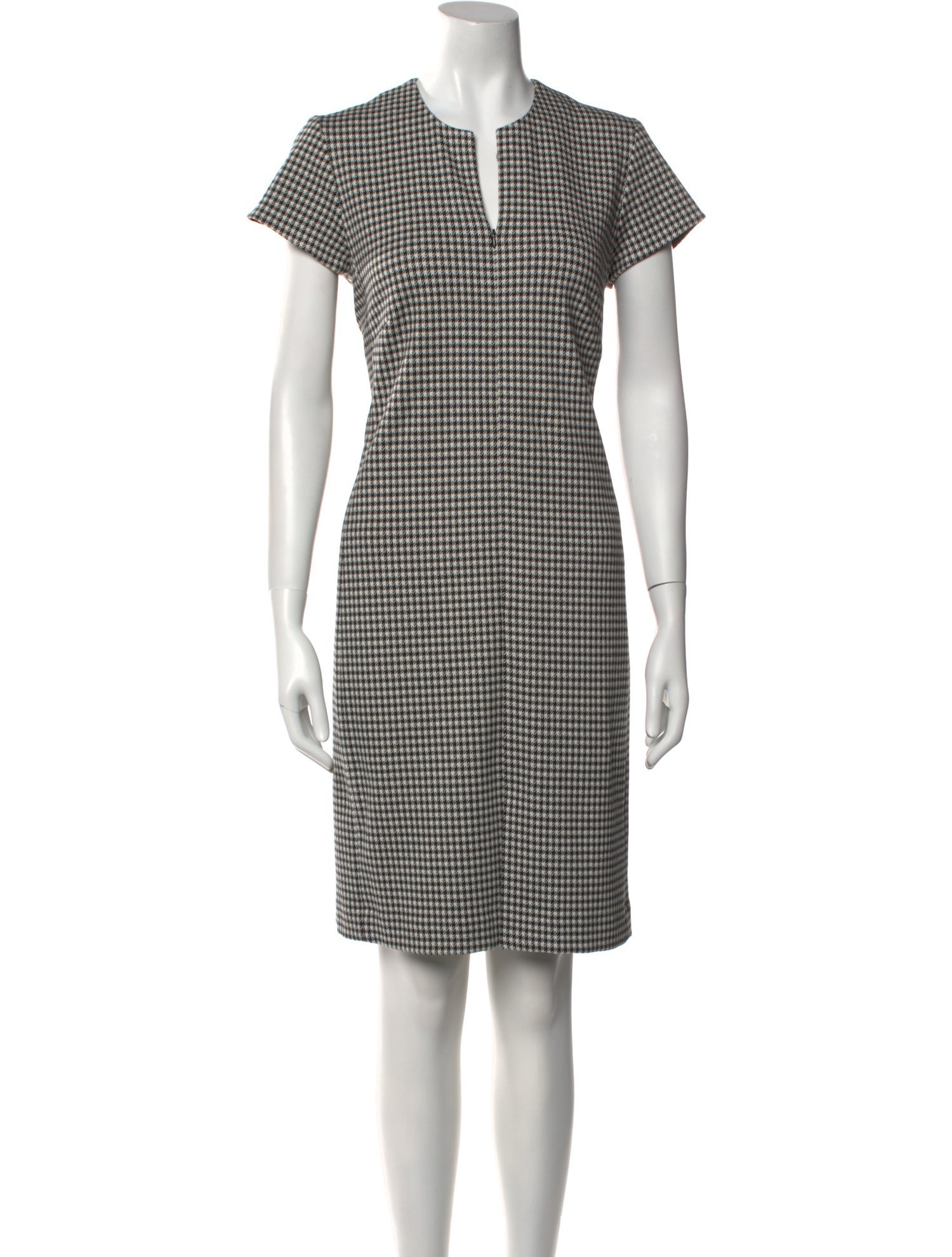 Leggiadro Plaid Print Knee-Length Dress