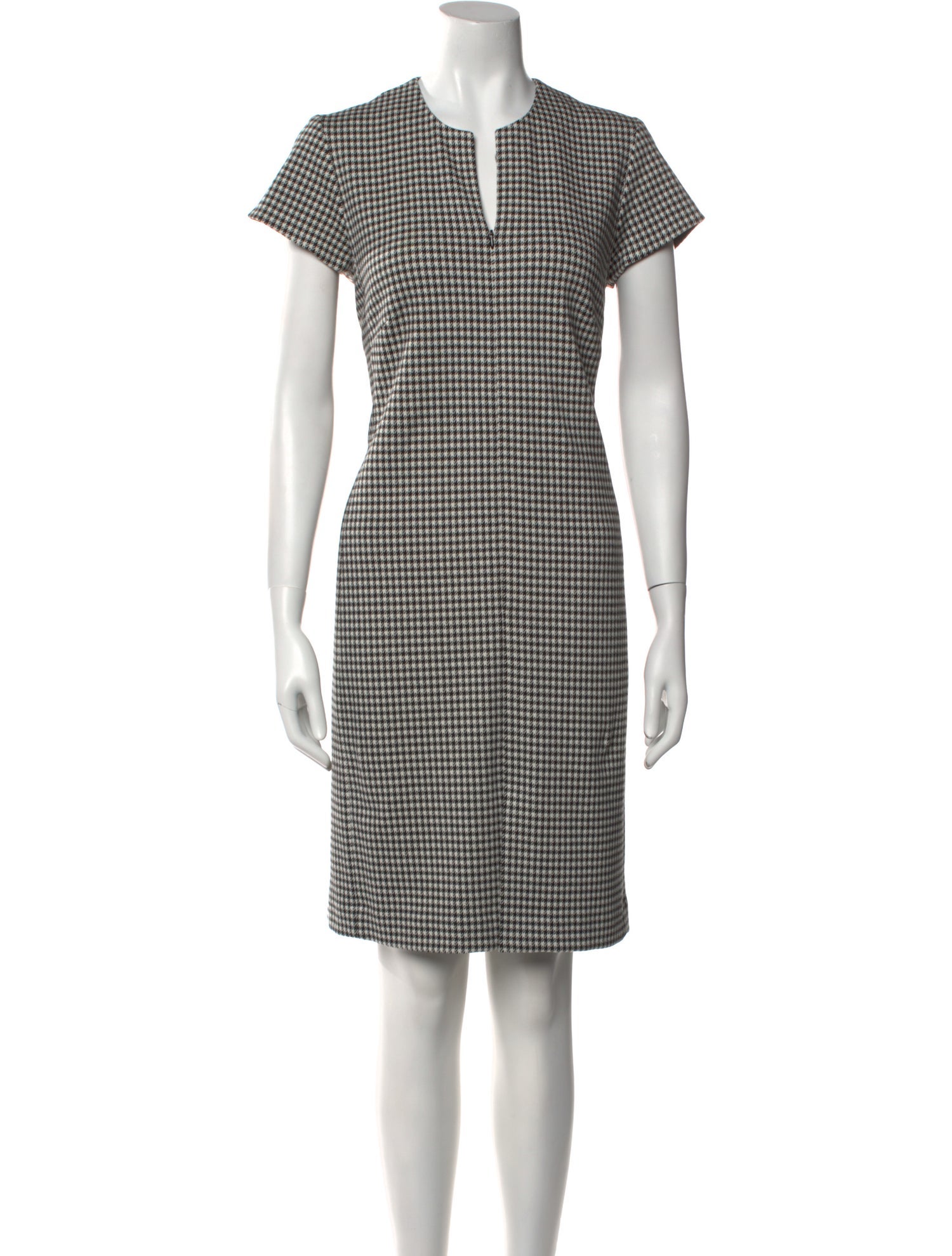 Leggiadro Plaid Print Knee-Length Dress