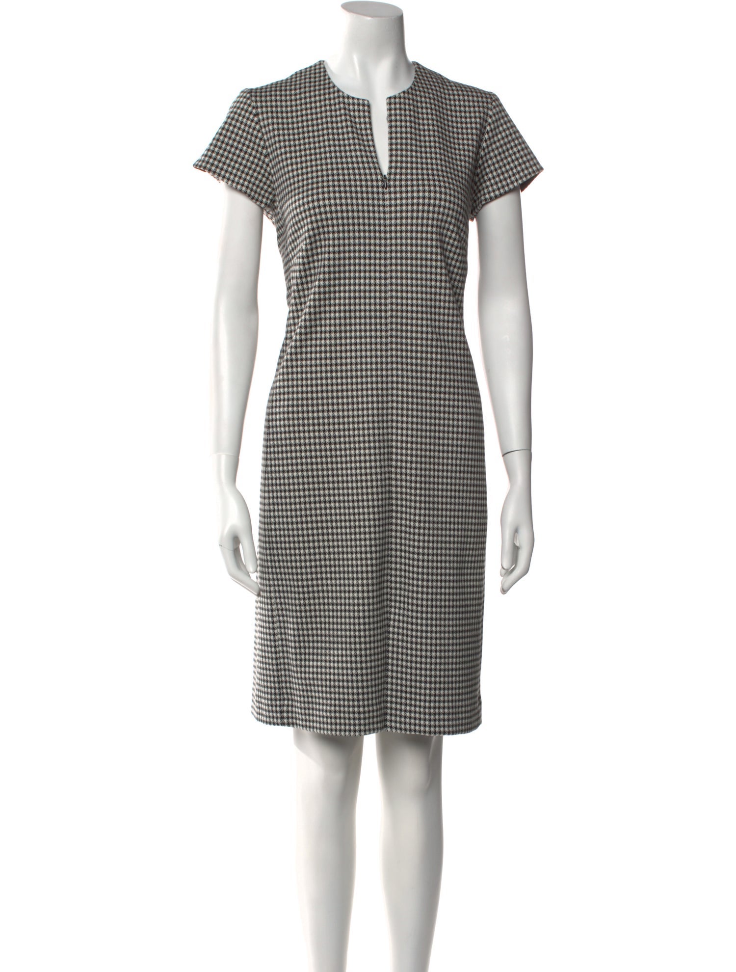 Leggiadro Plaid Print Knee-Length Dress