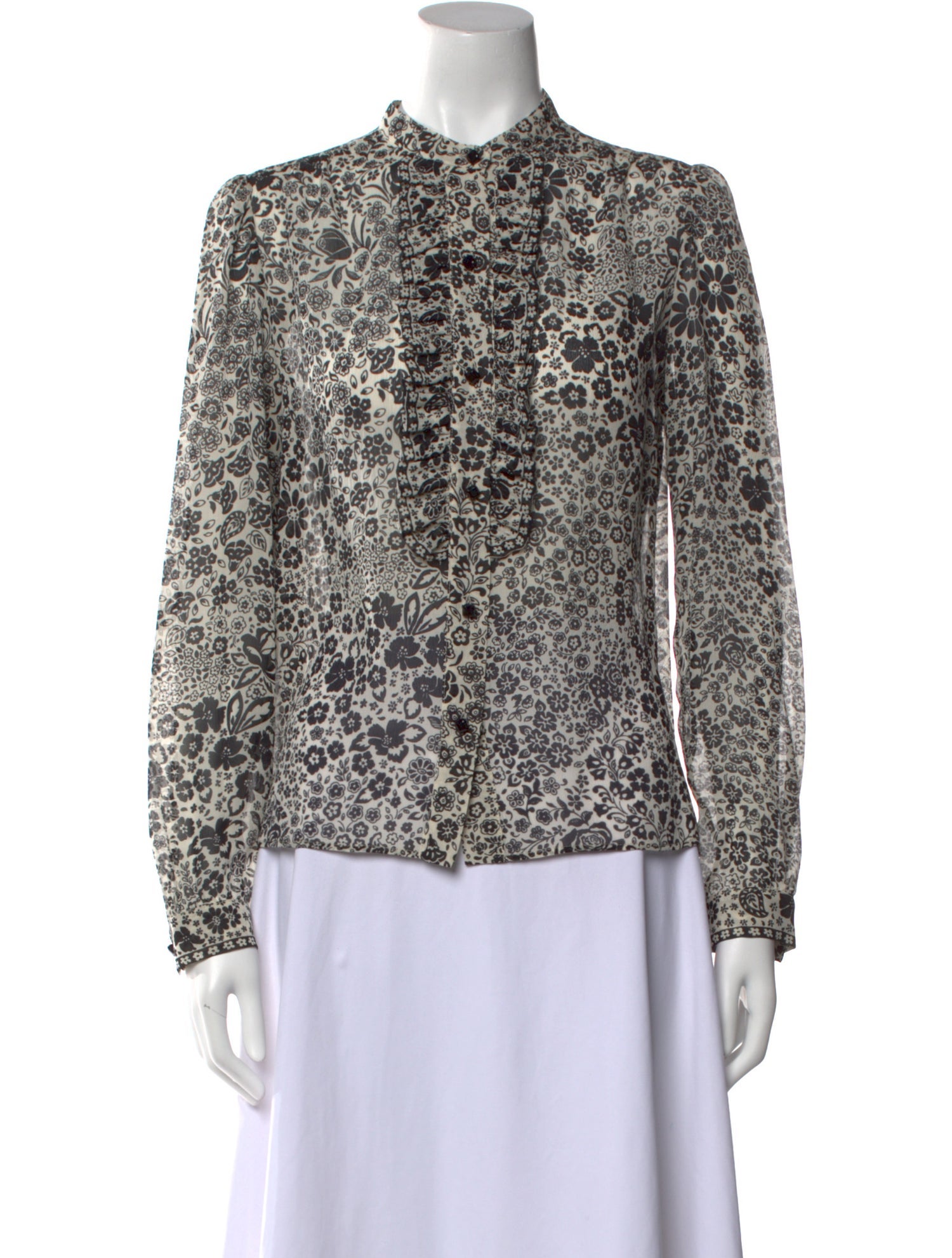 Leggiadro Silk Floral Print Blouse