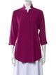 Leggiadro Mock Neck Three-Quarter Sleeve Blouse