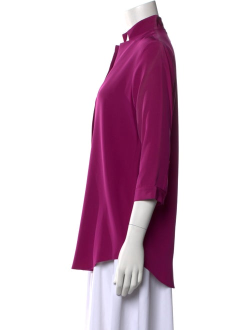 Leggiadro Mock Neck Three-Quarter Sleeve Blouse