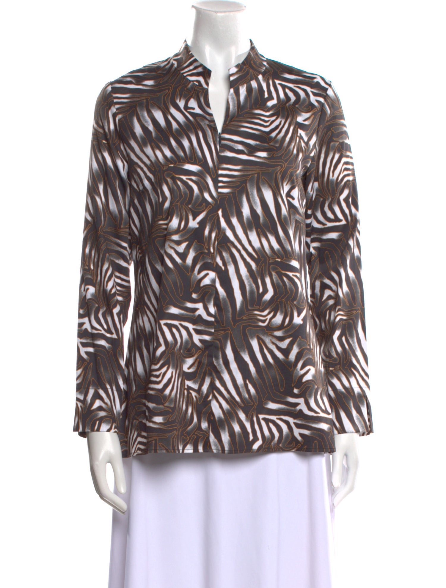 Leggiadro Printed Mock Neck Blouse w/ Tags