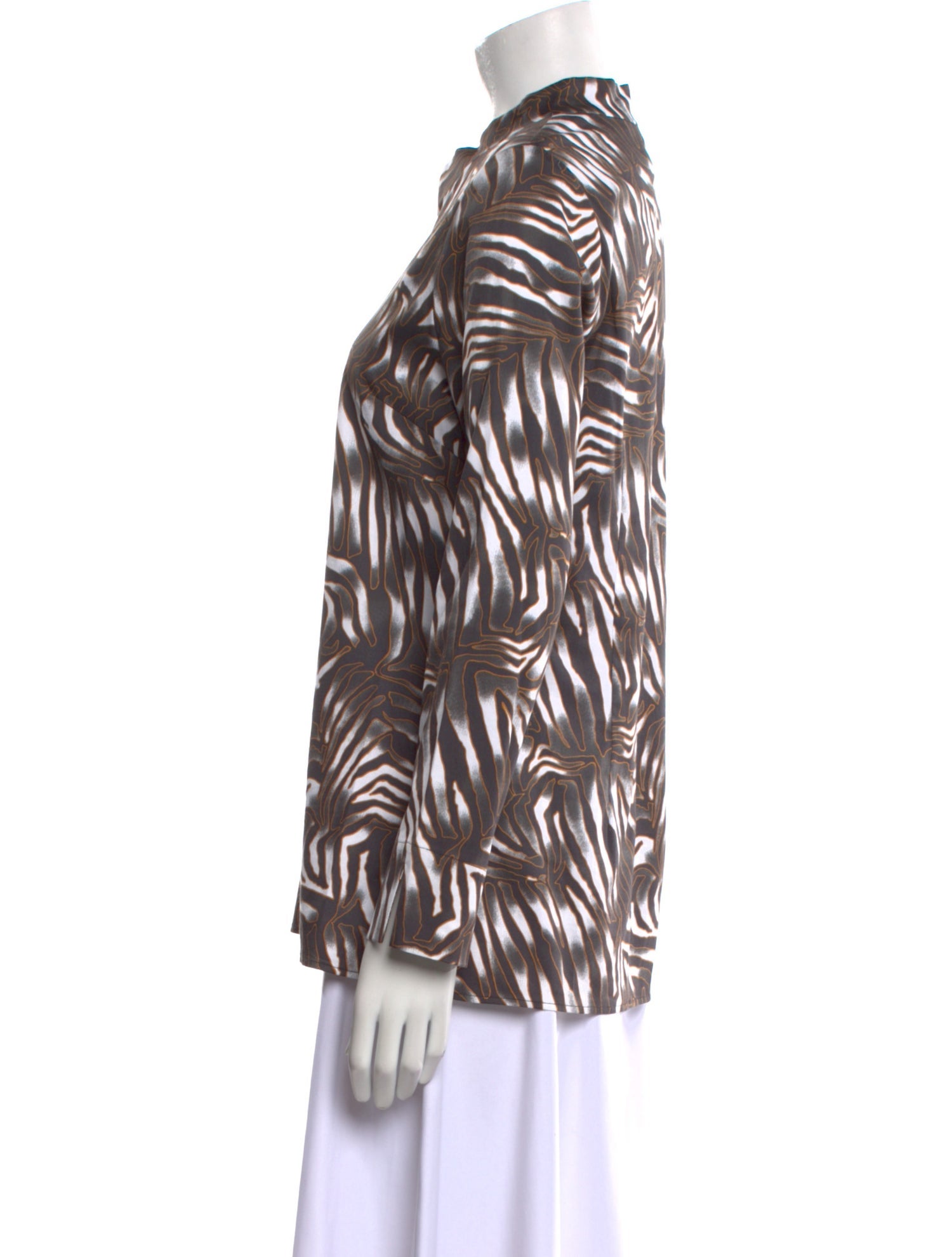Leggiadro Printed Mock Neck Blouse w/ Tags