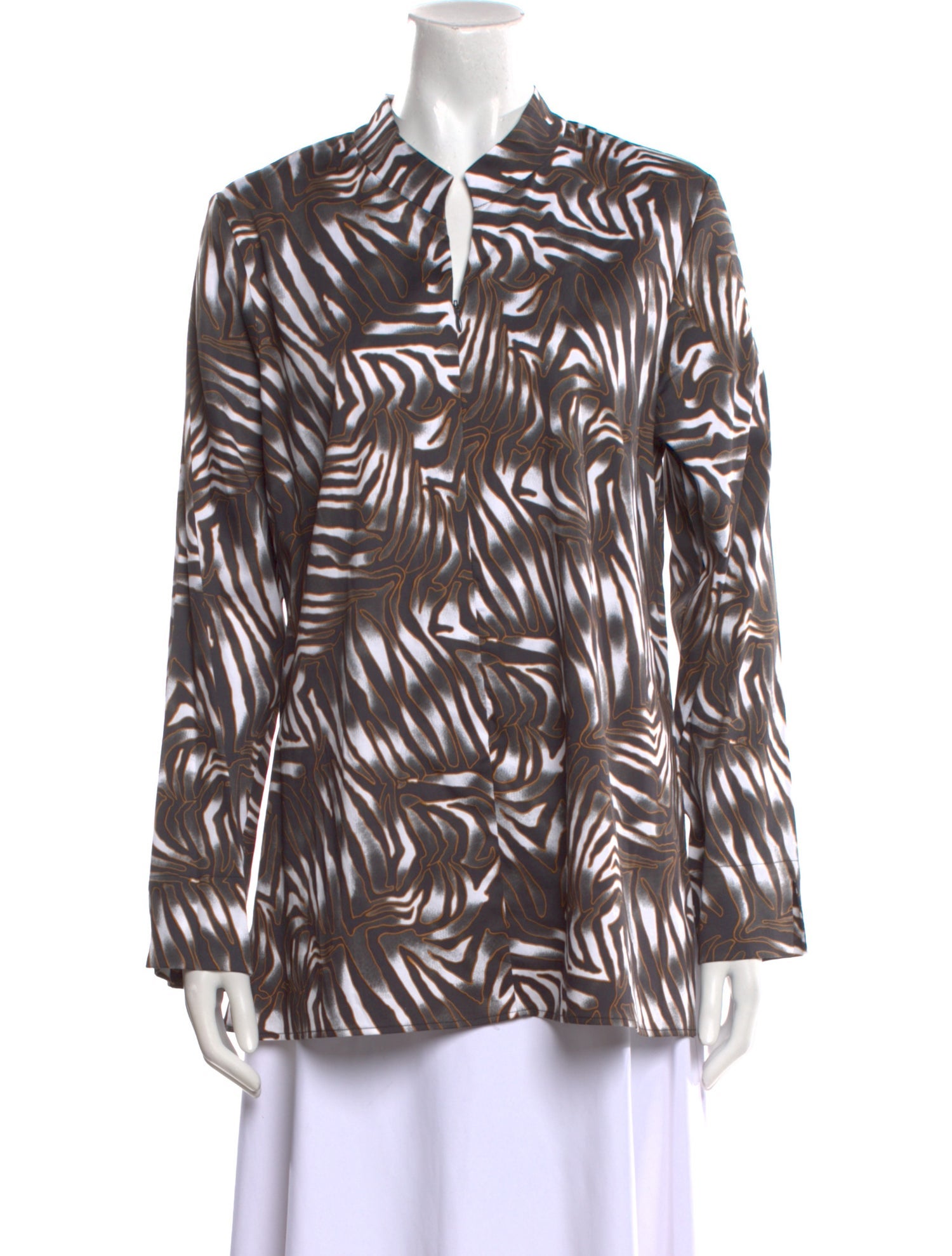 Leggiadro Printed Long Sleeve Button-Up Top w/ Tags