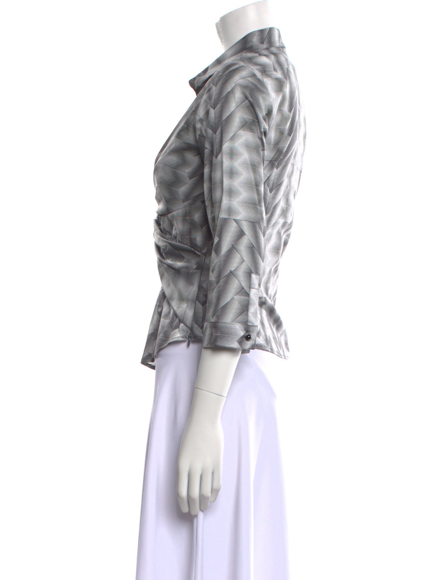 Leggiadro Printed Three-Quarter Sleeve Button-Up Top w/ Tags