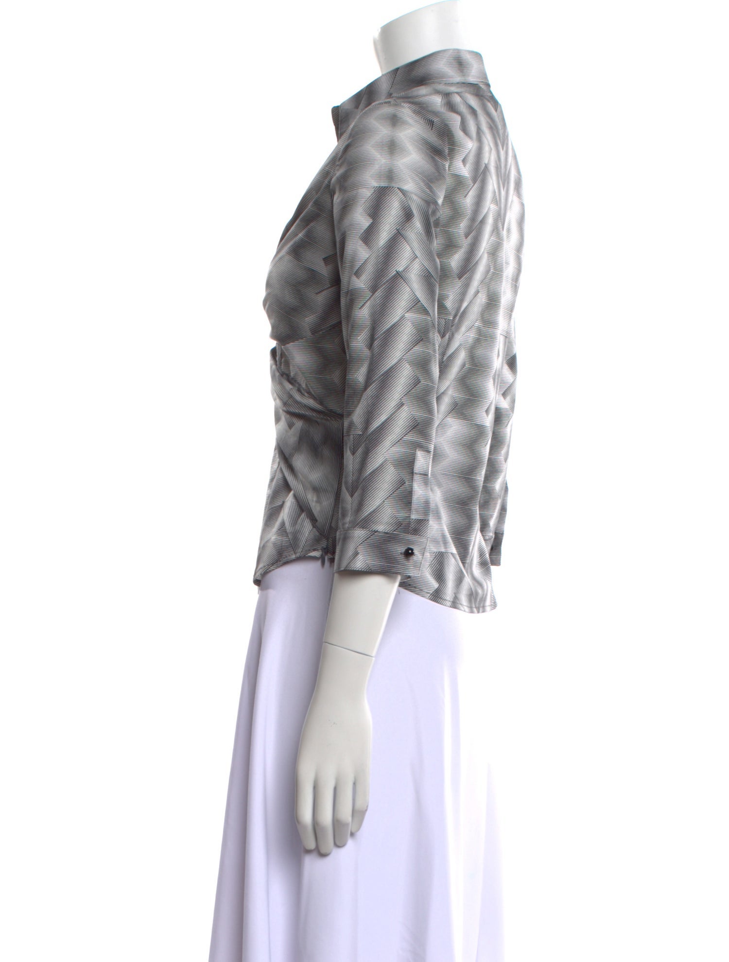 Leggiadro Printed Three-Quarter Sleeve Button-Up Top