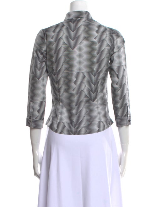 Leggiadro Printed Three-Quarter Sleeve Button-Up Top
