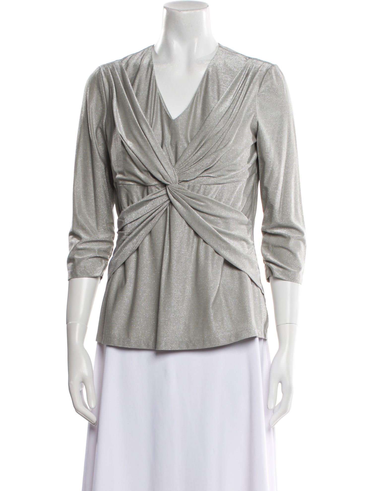 Leggiadro V-Neck Three-Quarter Sleeve Blouse w/ Tags