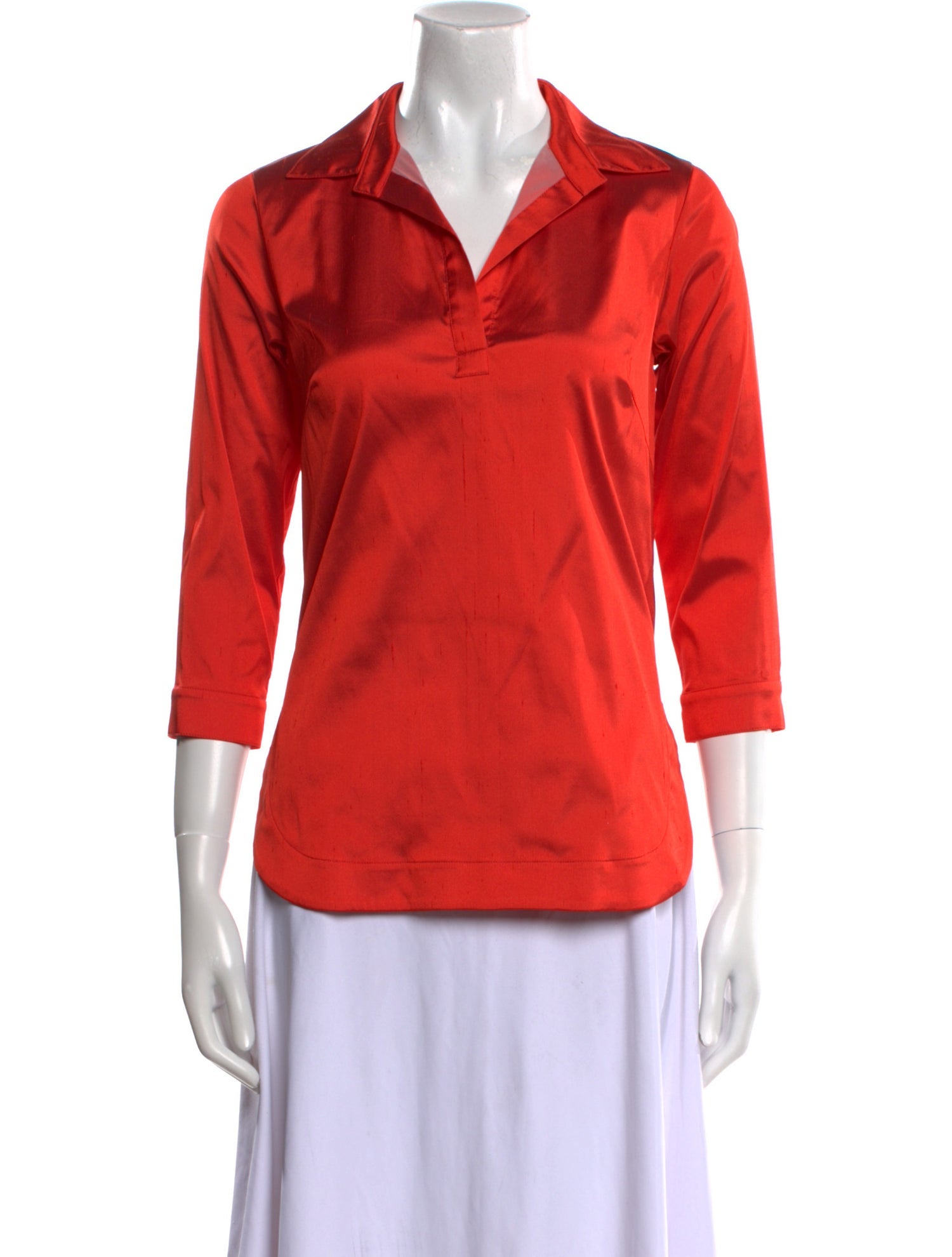 Leggiadro Silk V-Neck Button-Up Top w/ Tags