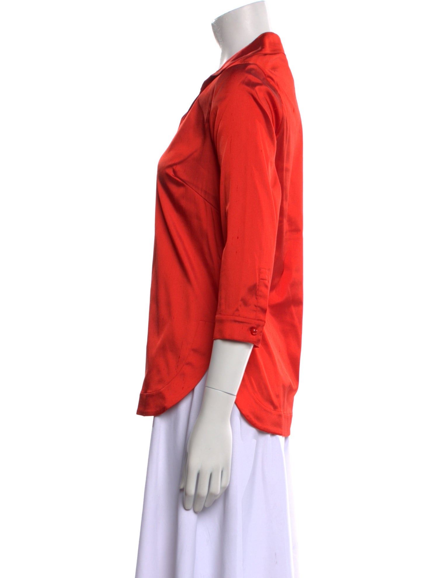 Leggiadro Silk V-Neck Button-Up Top w/ Tags