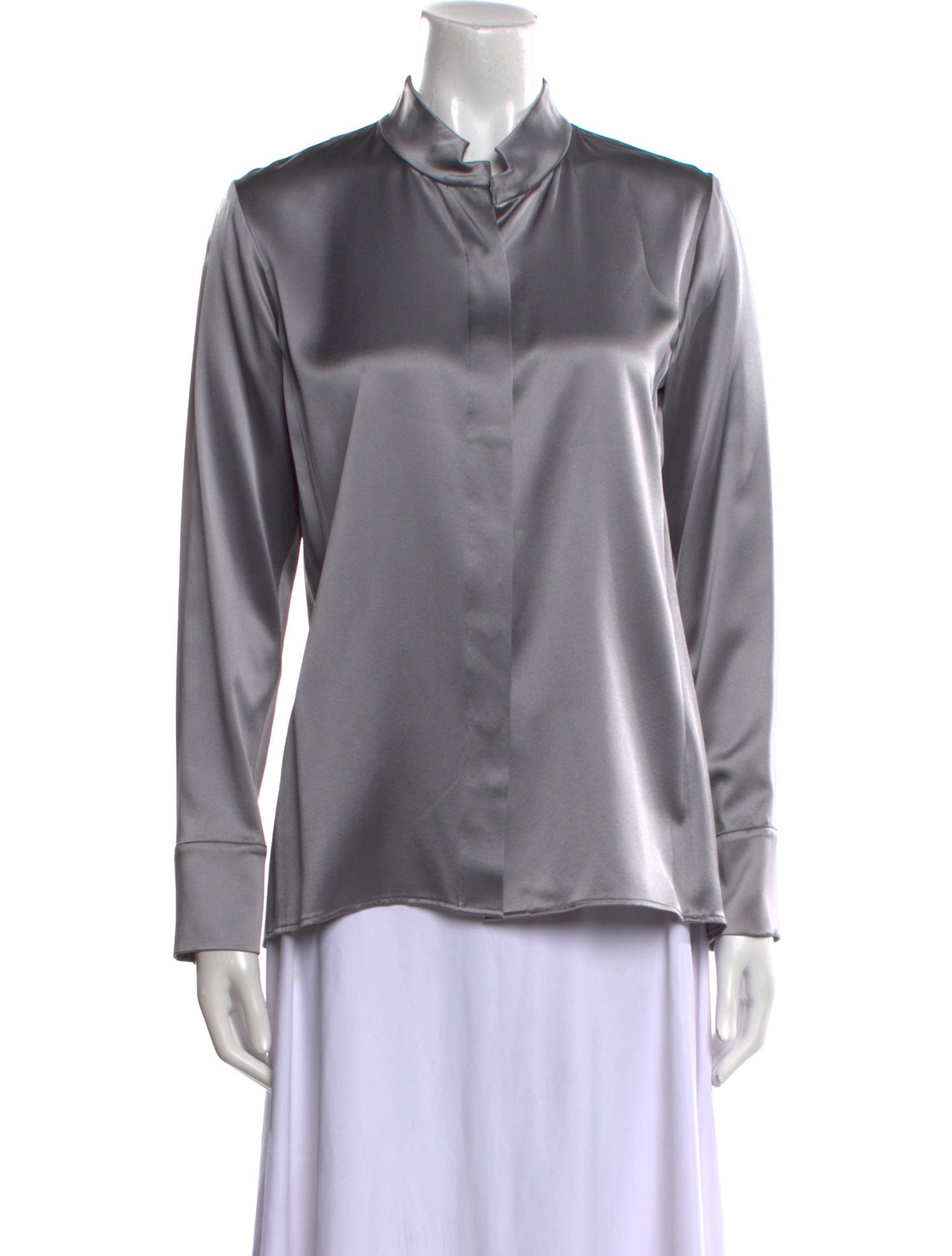 Leggiadro Silk Long Sleeve Button-Up Top w/ Tags