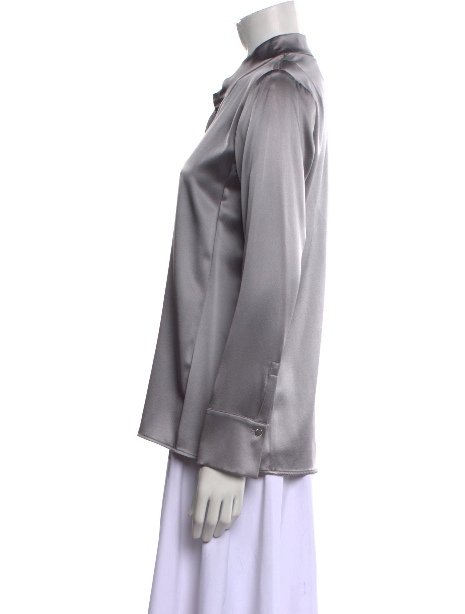 Leggiadro Silk Long Sleeve Button-Up Top w/ Tags