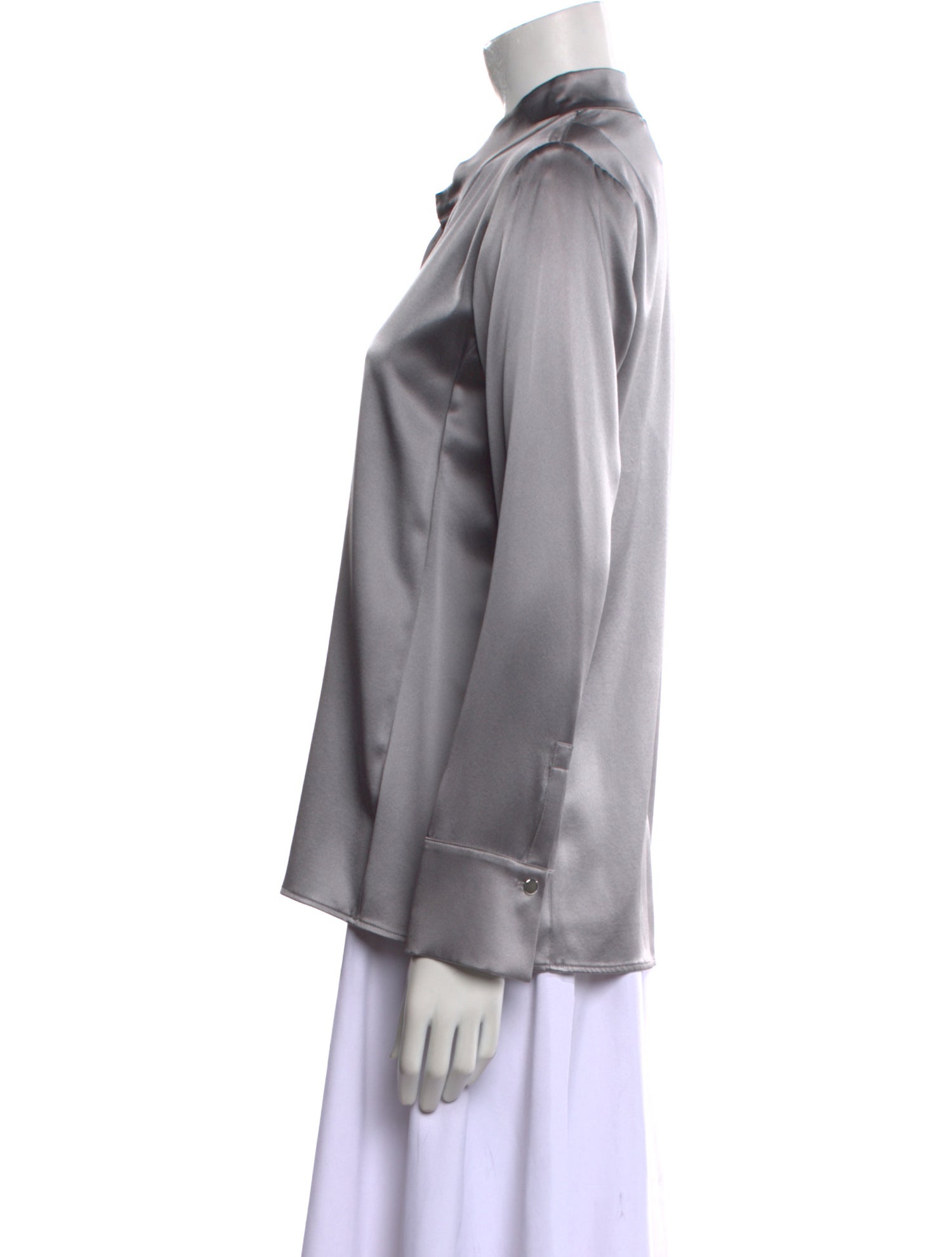 Leggiadro Mock Neck Long Sleeve Button-Up Top w/ Tags