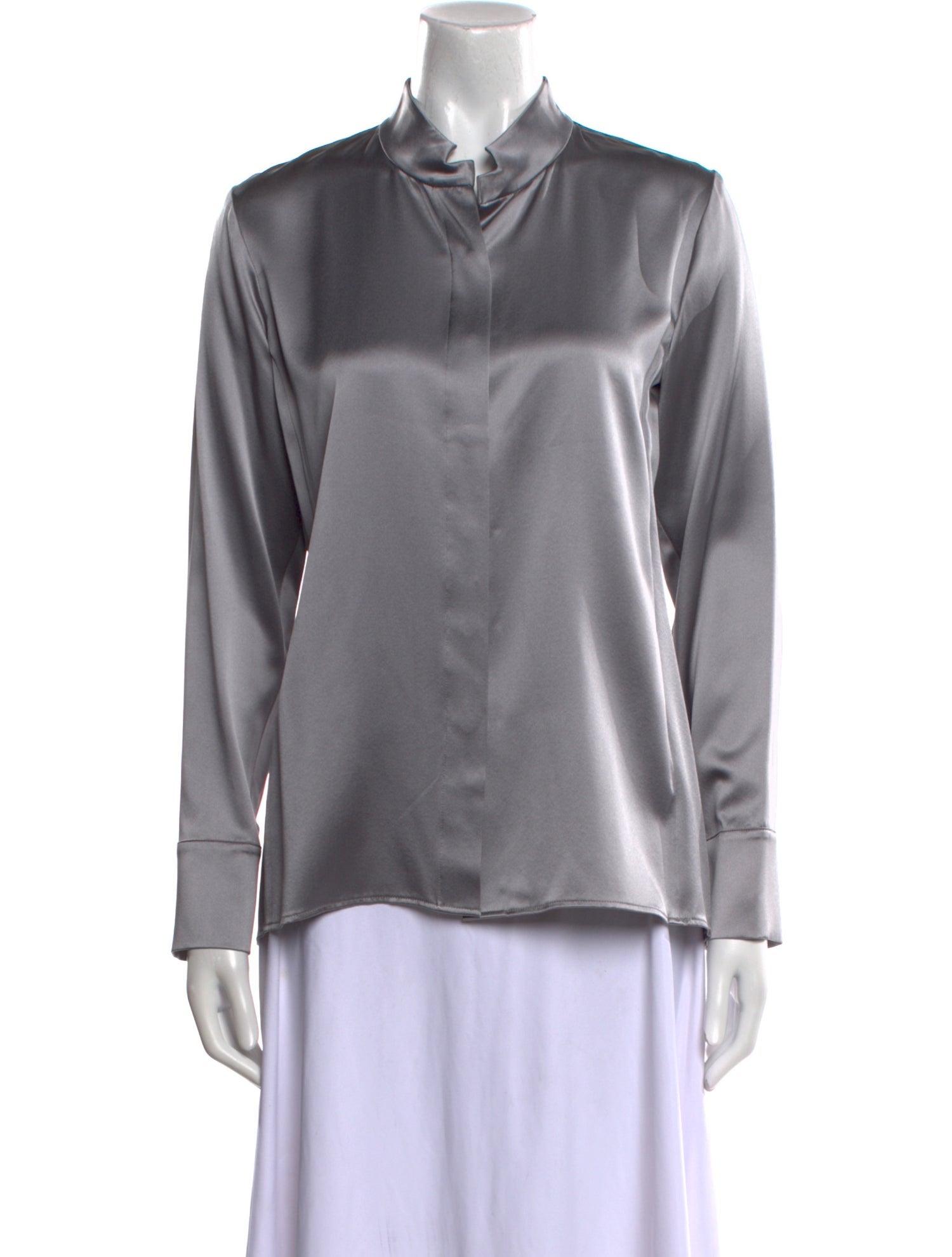 Leggiadro Silk Mock Neck Button-Up Top w/ Tags