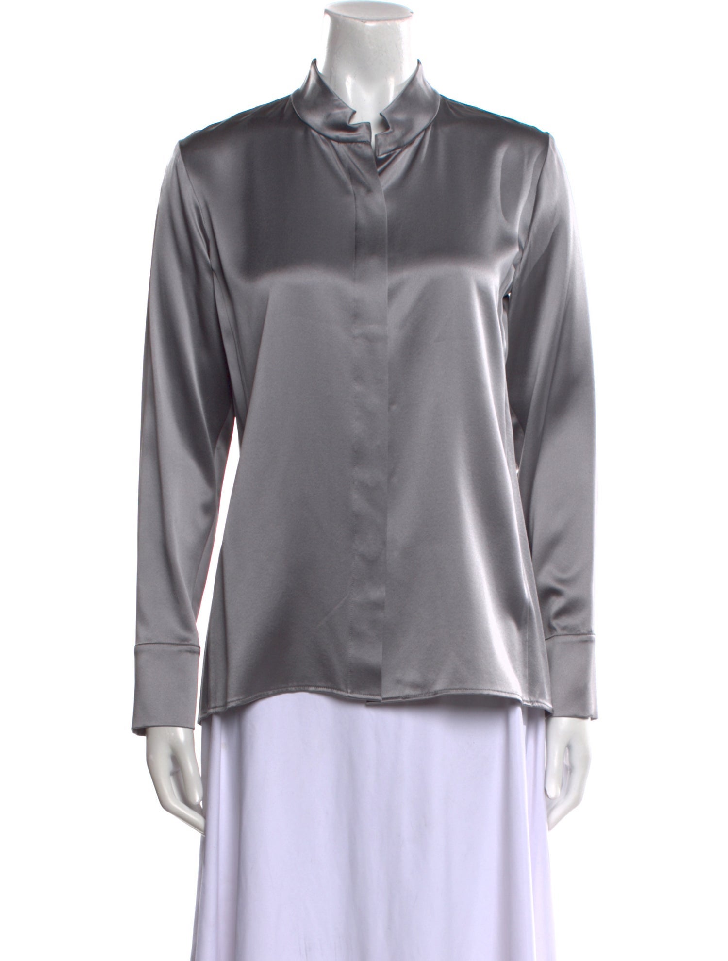 Leggiadro Silk Mock Neck Button-Up Top w/ Tags