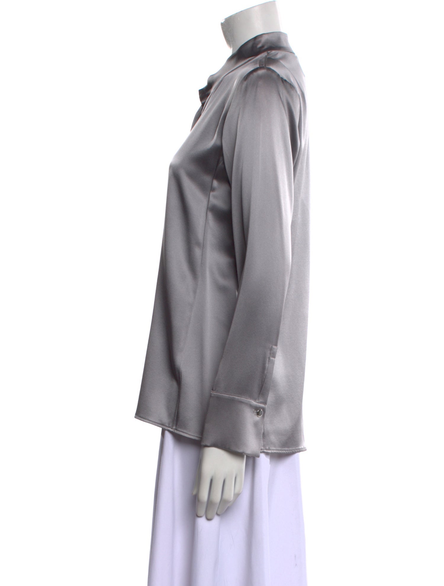 Leggiadro Silk Mock Neck Button-Up Top w/ Tags