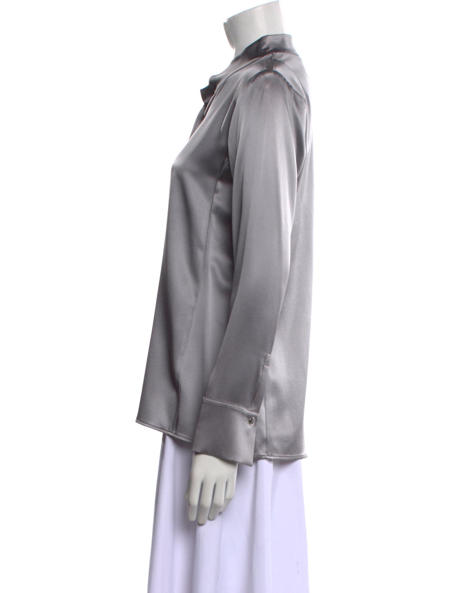 Leggiadro Silk Mock Neck Button-Up Top