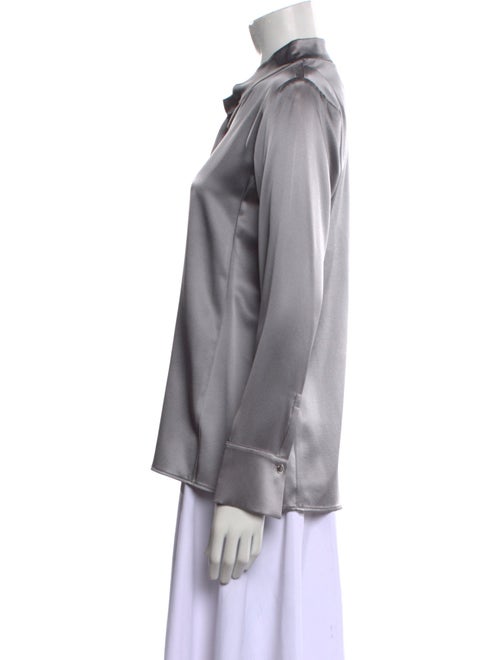 Leggiadro Silk Mock Neck Button-Up Top