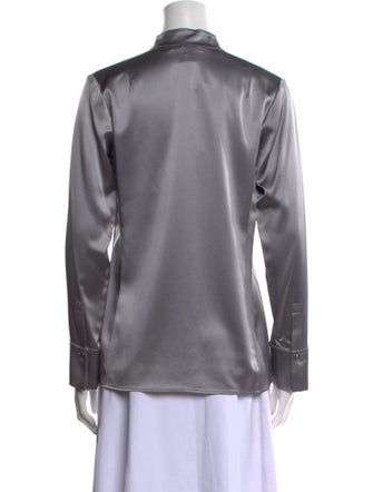 Leggiadro Silk Mock Neck Button-Up Top