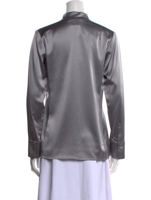 Leggiadro Silk Mock Neck Button-Up Top