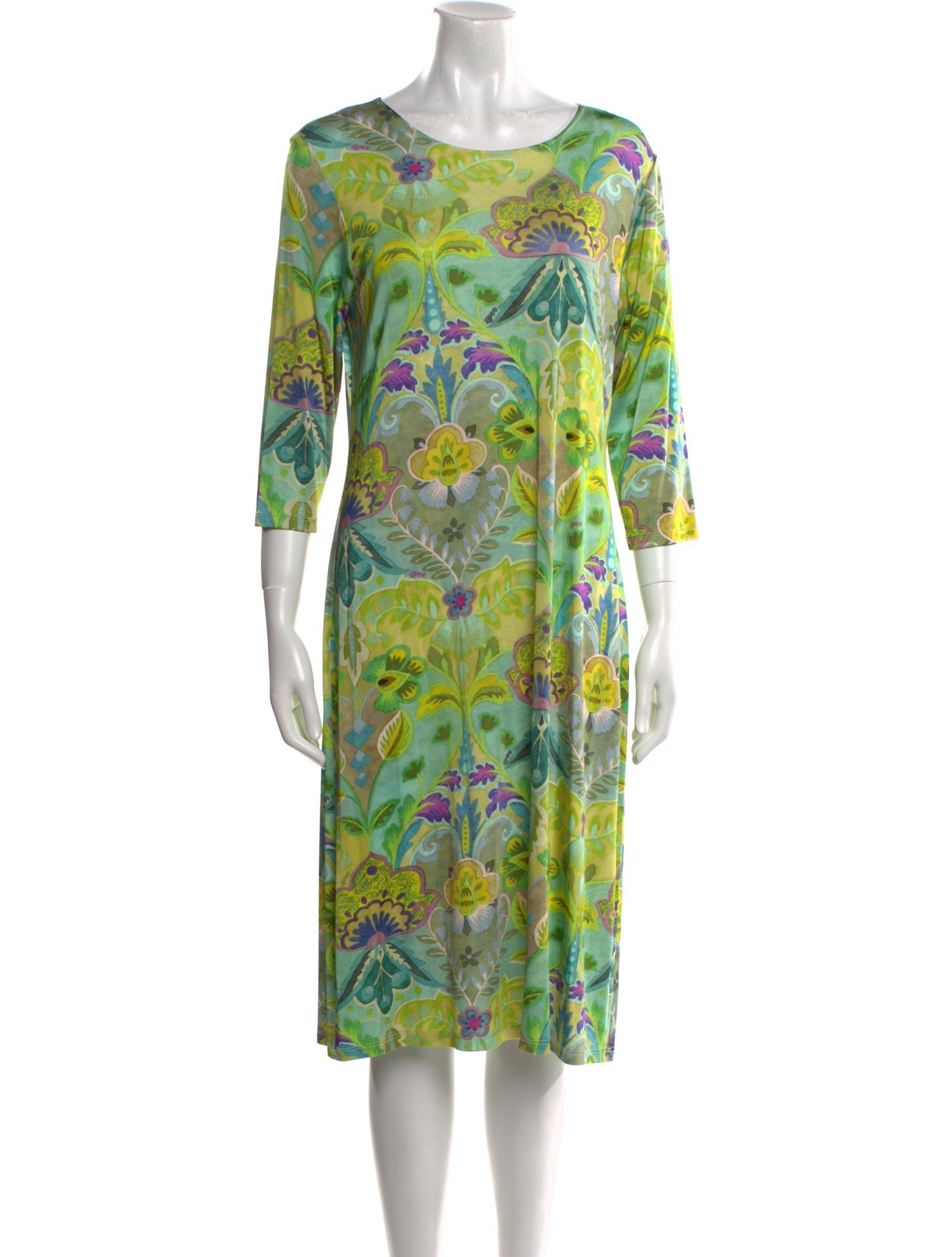Leggiadro Floral Print Midi Length Dress w/ Tags