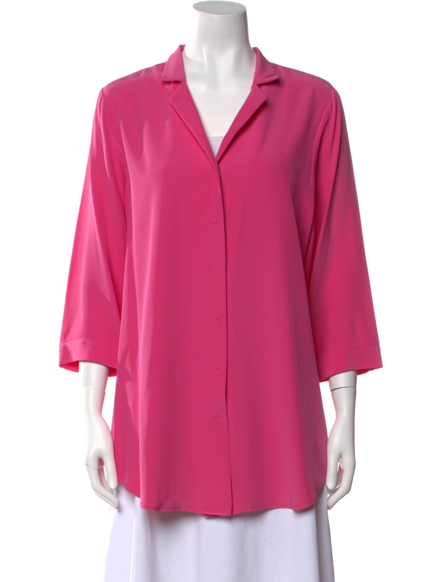 Leggiadro Silk V-Neck Button-Up Top w/ Tags
