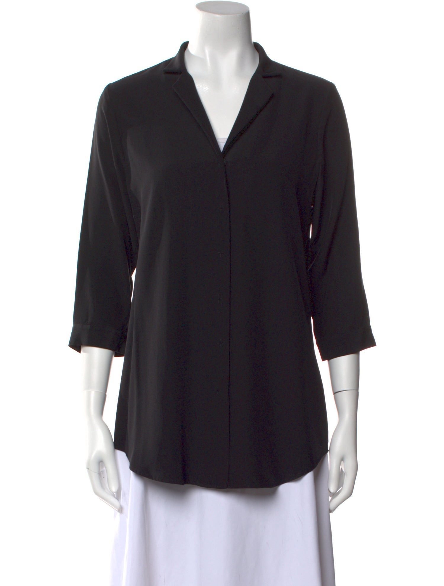 Leggiadro V-Neck Three-Quarter Sleeve Button-Up Top w/ Tags