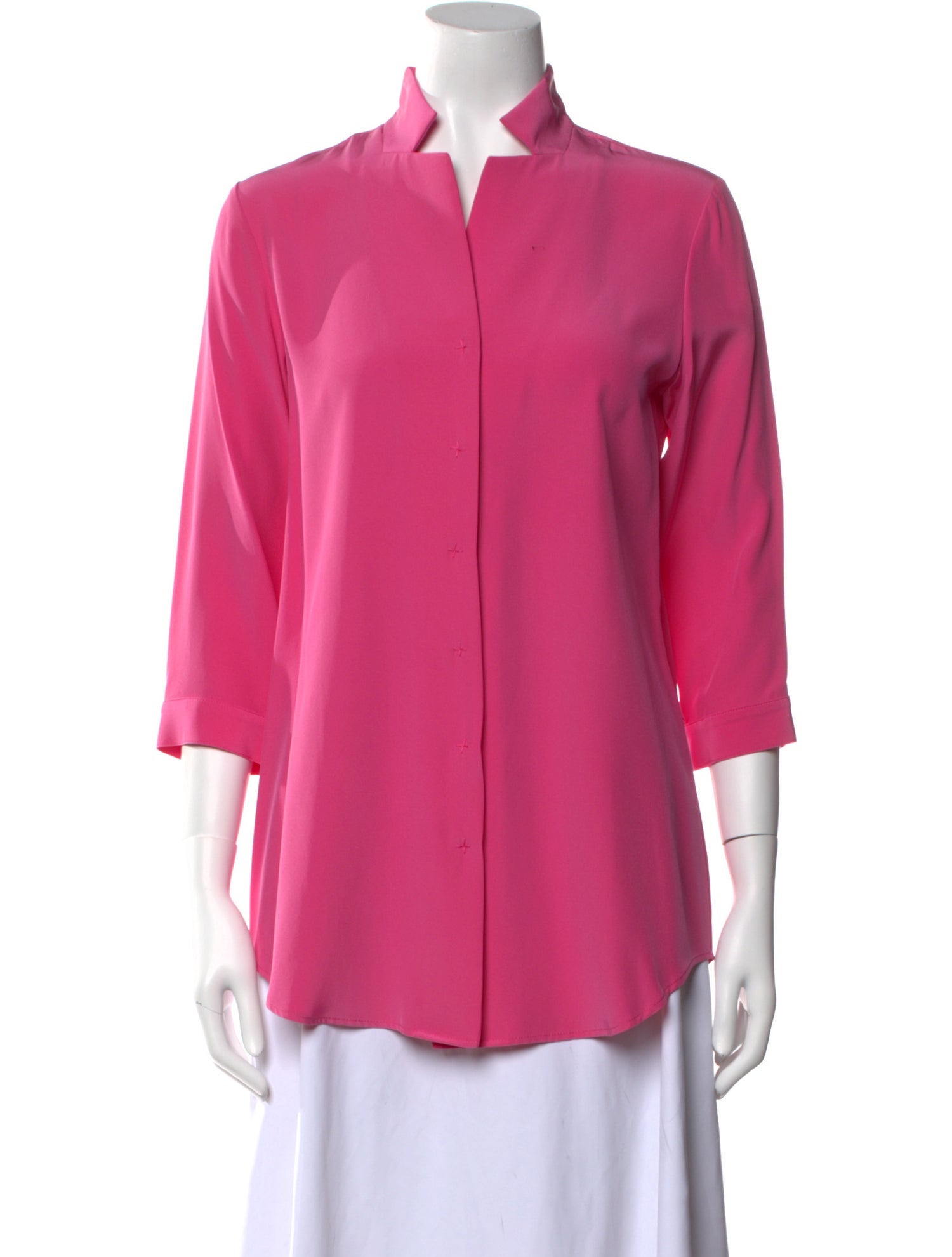 Leggiadro Silk Mock Neck Button-Up Top w/ Tags
