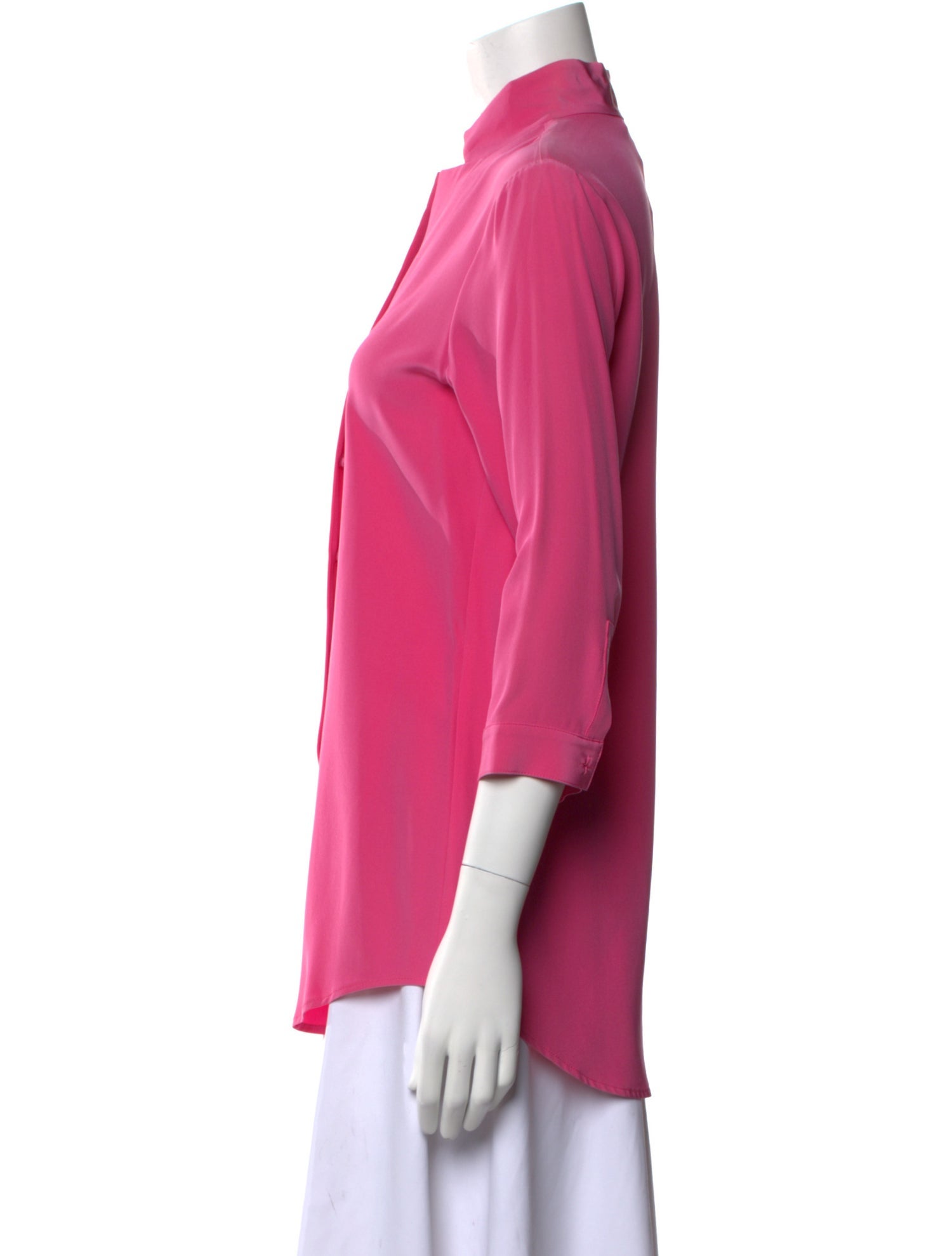 Leggiadro Silk Mock Neck Button-Up Top w/ Tags