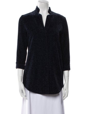 Leggiadro Mock Neck Three-Quarter Sleeve Blouse