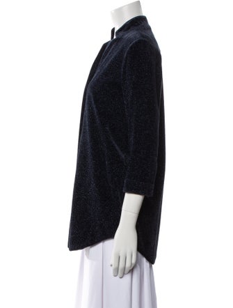 Leggiadro Mock Neck Three-Quarter Sleeve Blouse