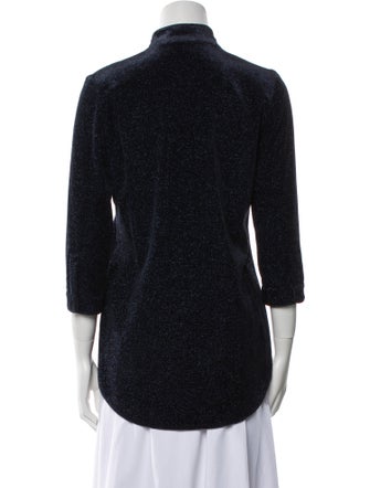 Leggiadro Mock Neck Three-Quarter Sleeve Blouse