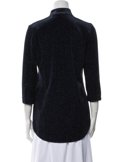 Leggiadro Mock Neck Three-Quarter Sleeve Blouse