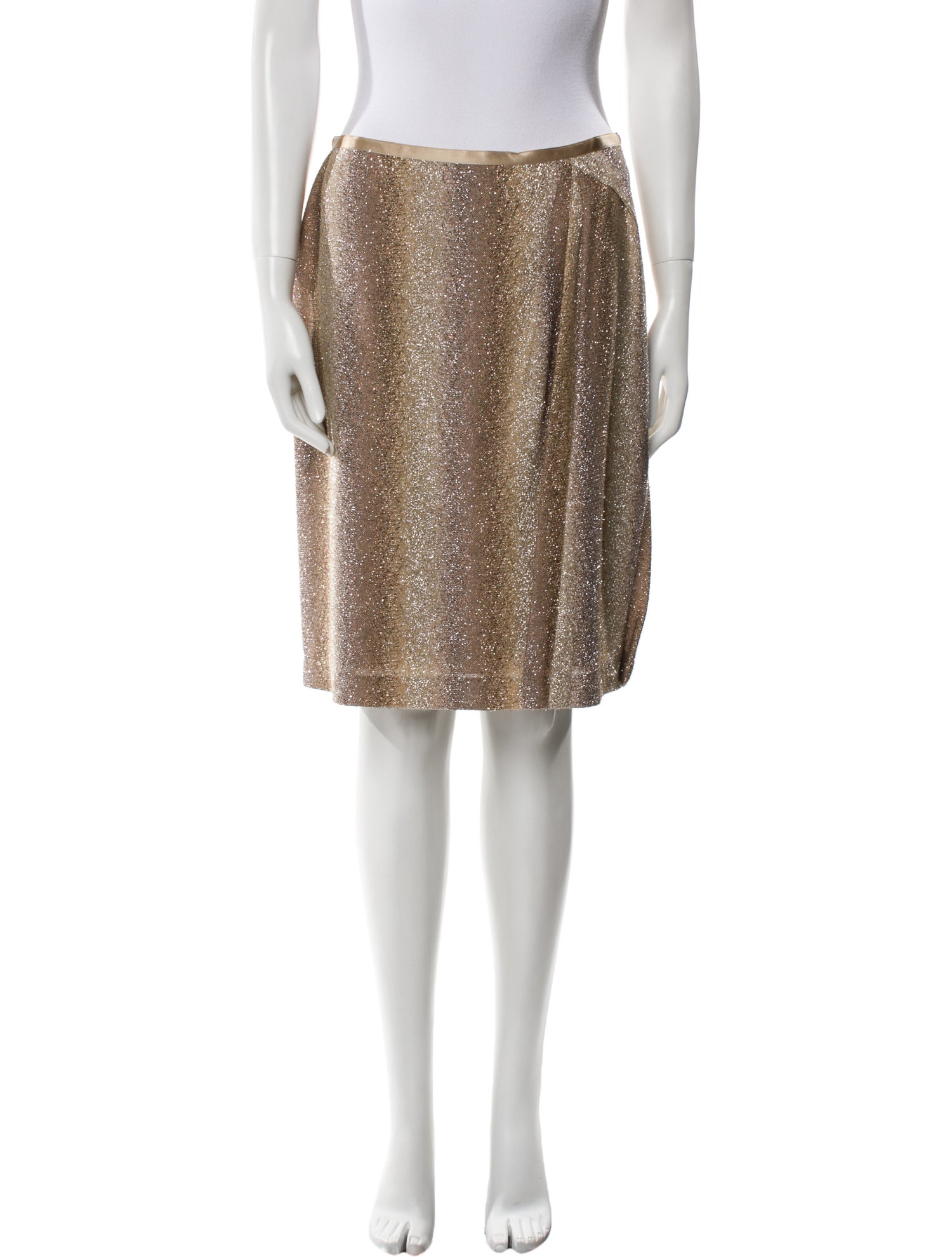 Leggiadro Fringe Trim Accent Knee-Length Skirt