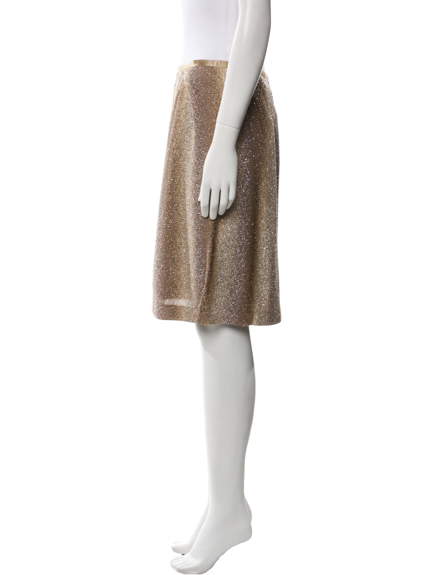 Leggiadro Fringe Trim Accent Knee-Length Skirt