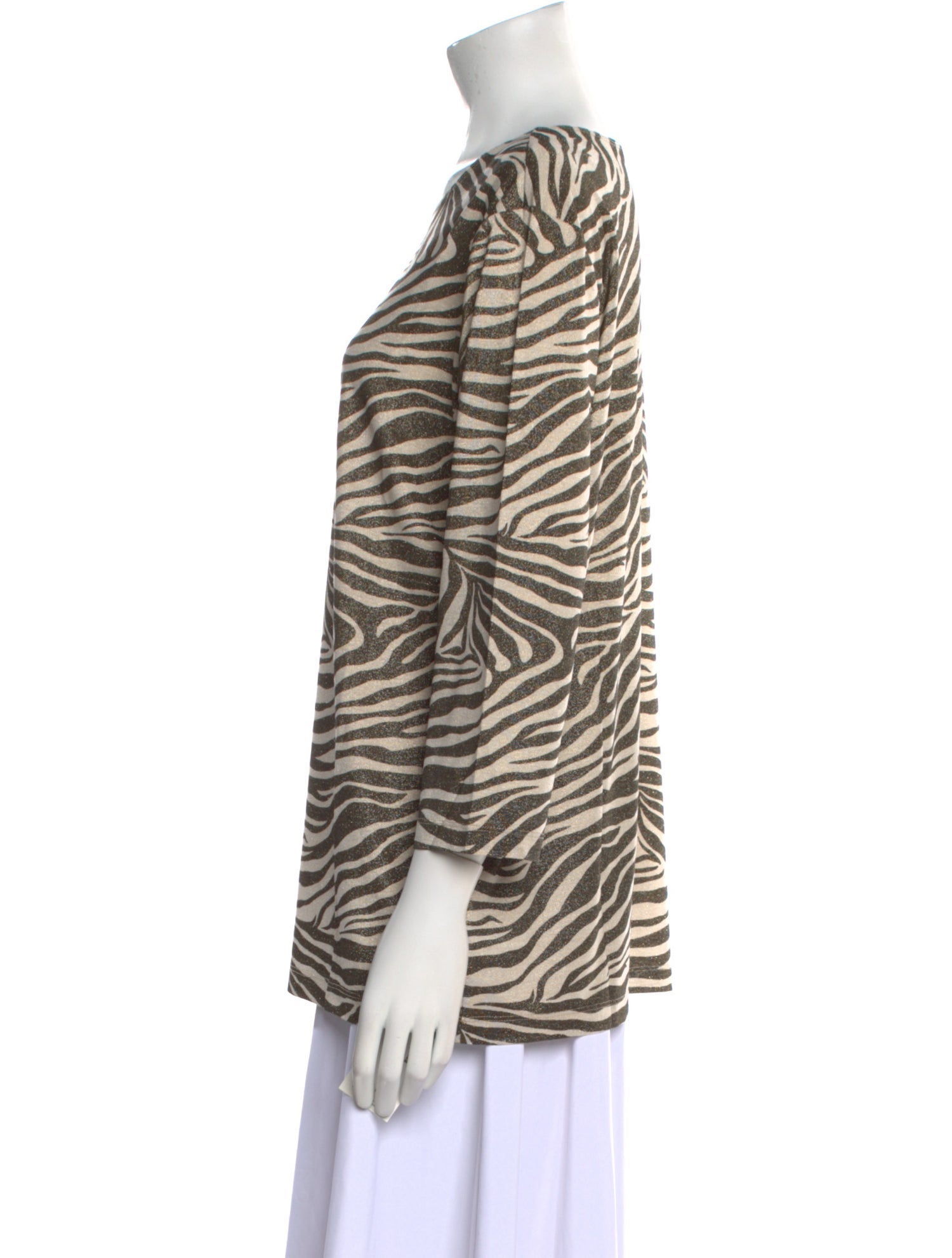Leggiadro Animal Print Scoop Neck Top w/ Tags