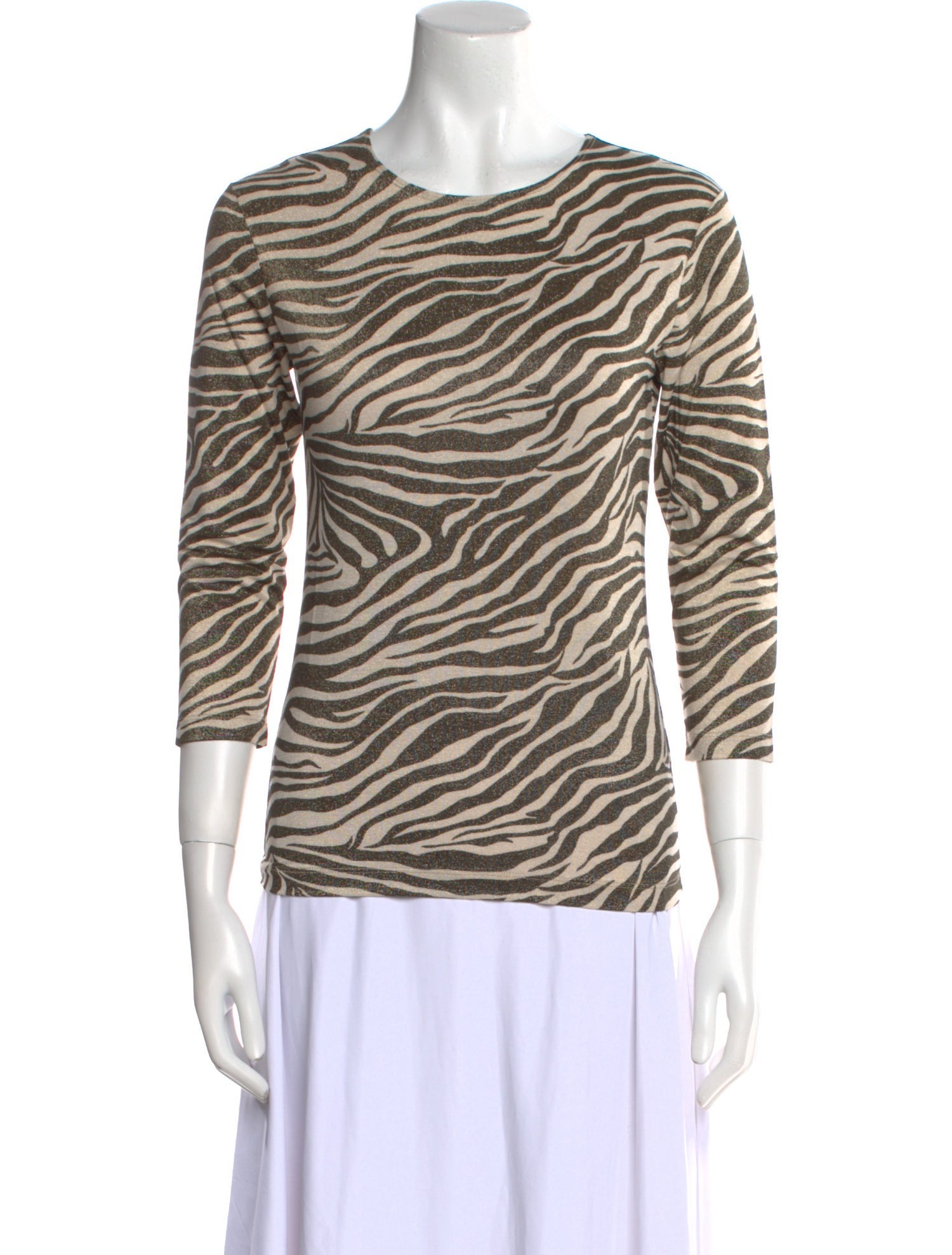 Leggiadro Animal Print Scoop Neck Top w/ Tags