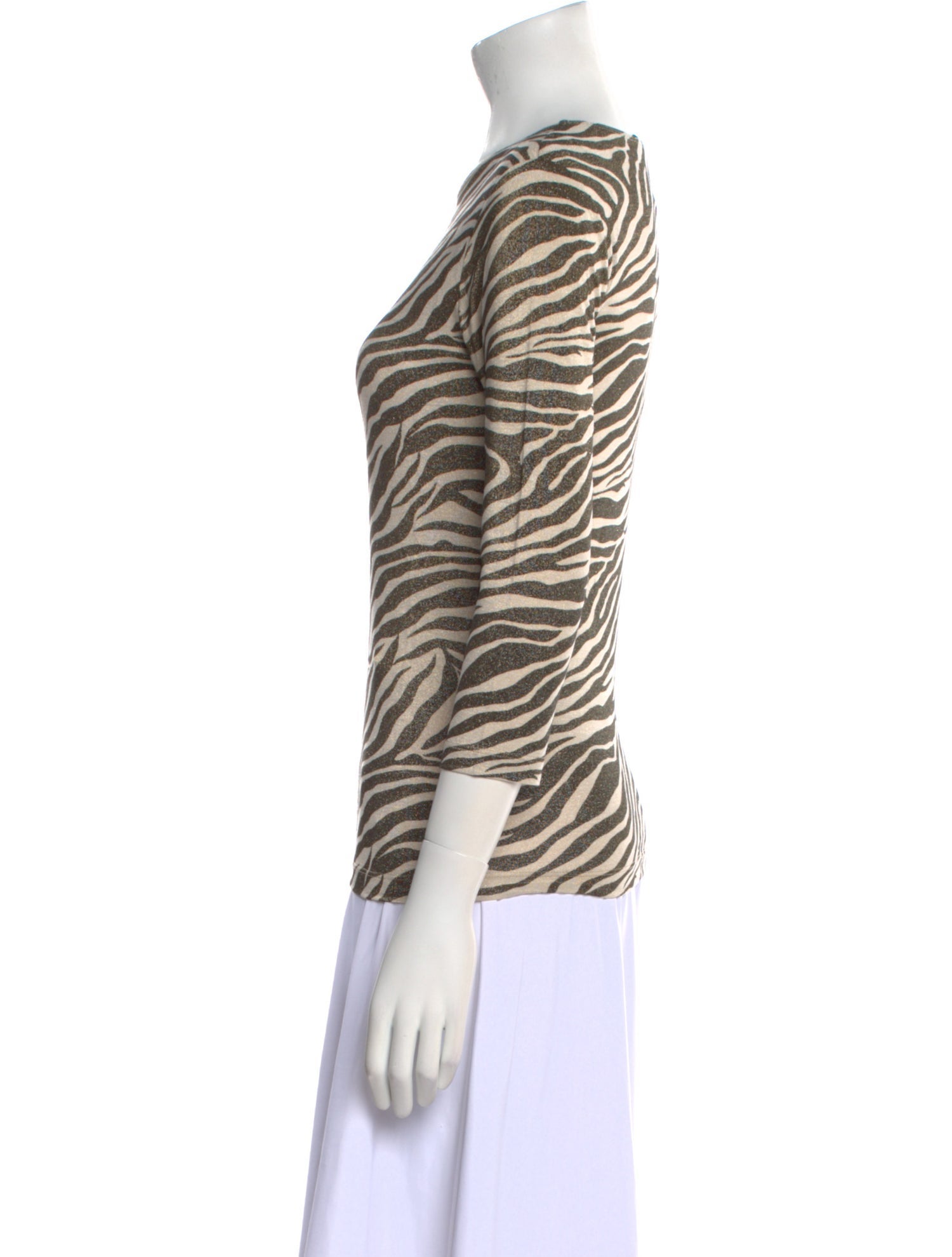 Leggiadro Animal Print Scoop Neck Top w/ Tags