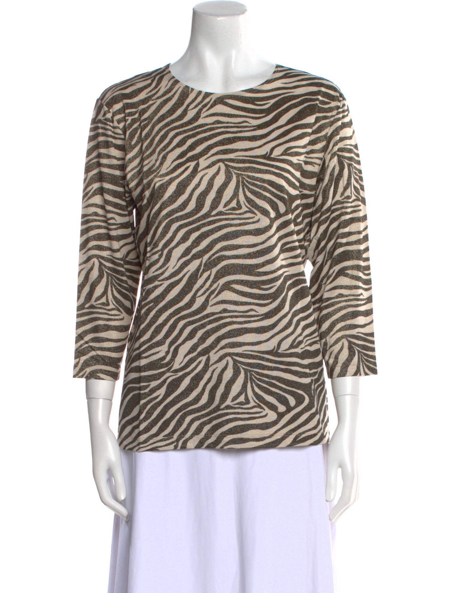 Leggiadro Animal Print Scoop Neck Top w/ Tags