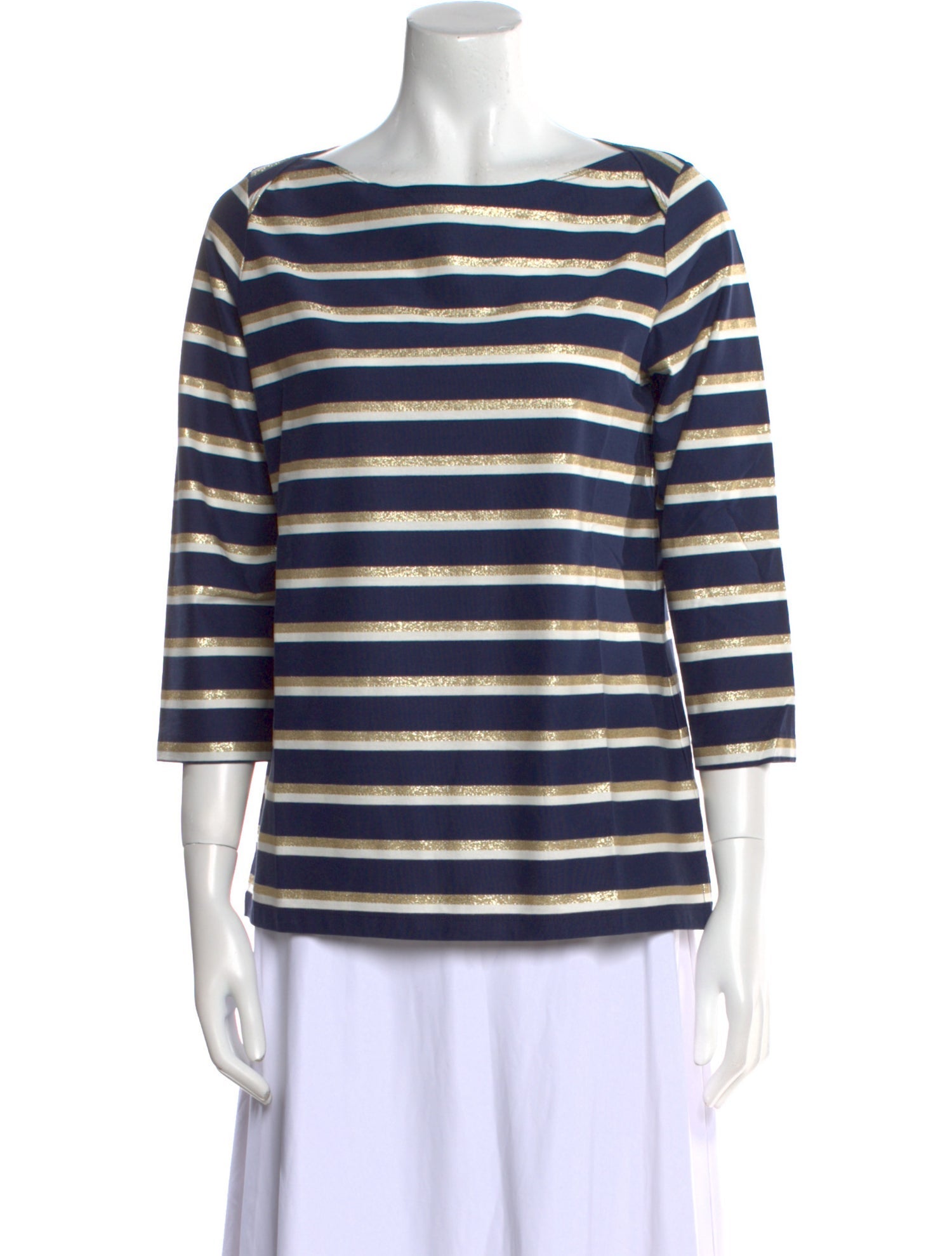 Leggiadro Striped Bateau Neckline Top w/ Tags