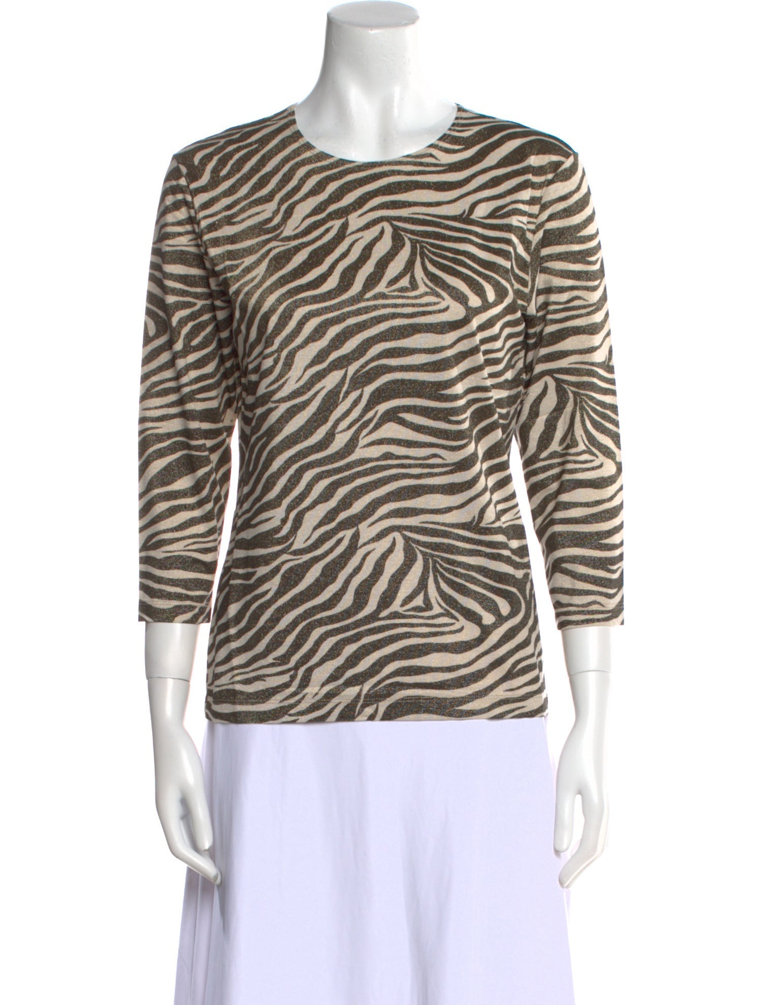 Leggiadro Animal Print Crew Neck Top w/ Tags