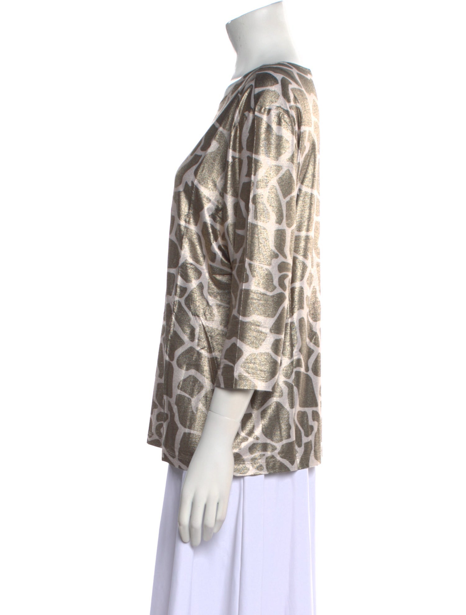 Leggiadro Animal Print Scoop Neck Blouse w/ Tags
