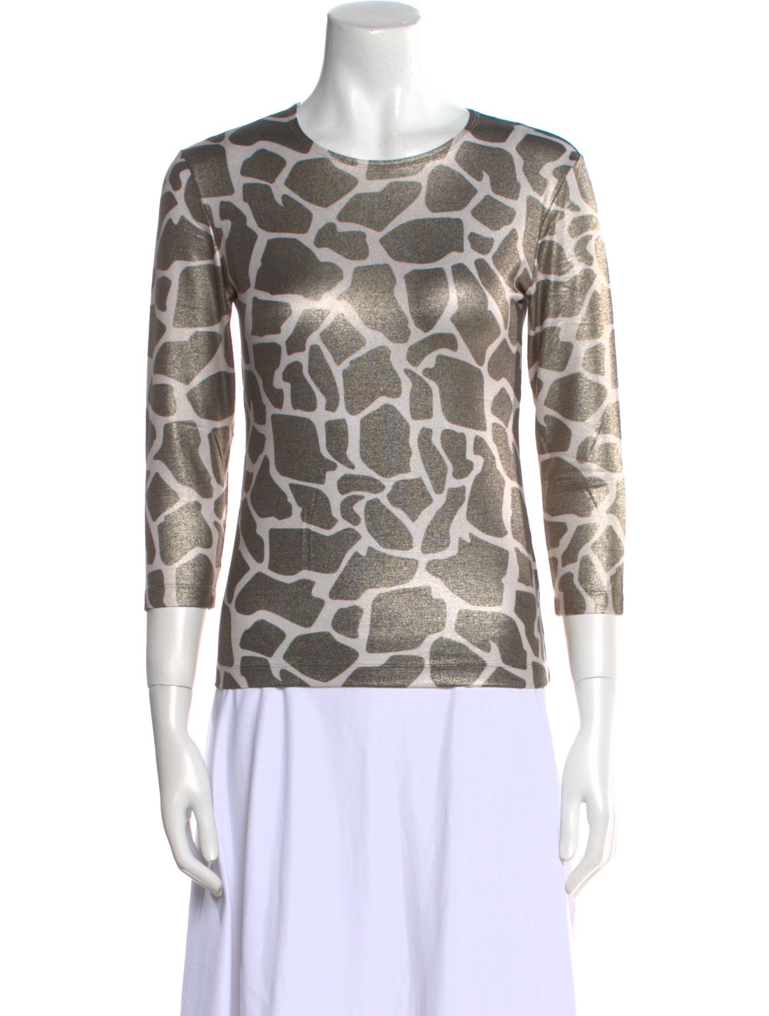 Leggiadro Animal Print Scoop Neck Top w/ Tags