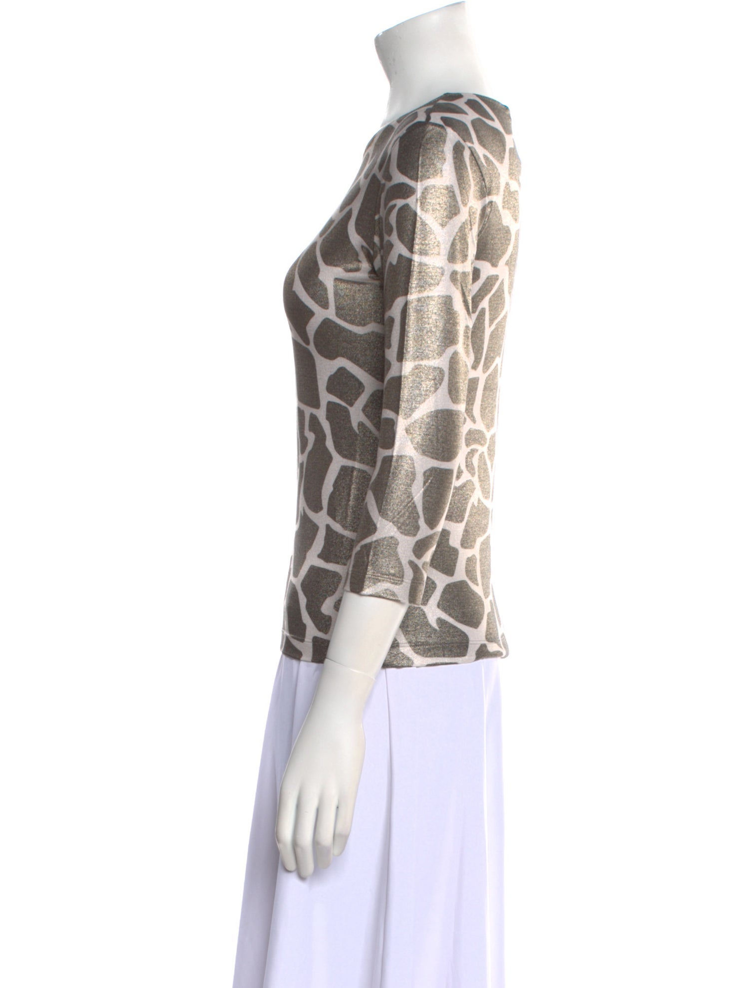 Leggiadro Animal Print Scoop Neck Top w/ Tags