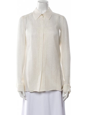 Leggiadro Silk Long Sleeve Button-Up Top