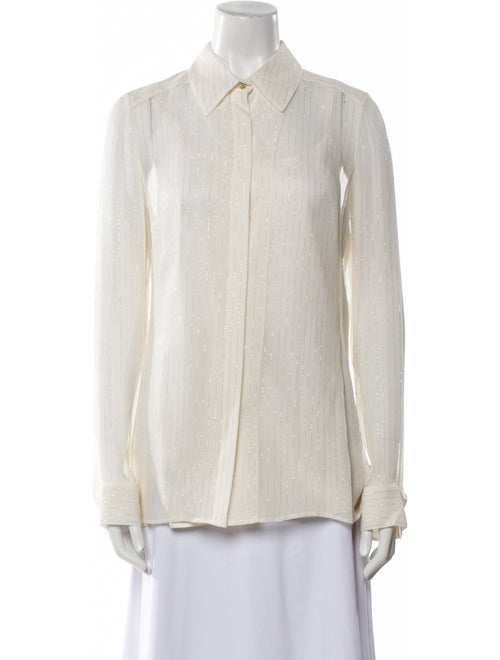 Leggiadro Silk Long Sleeve Button-Up Top