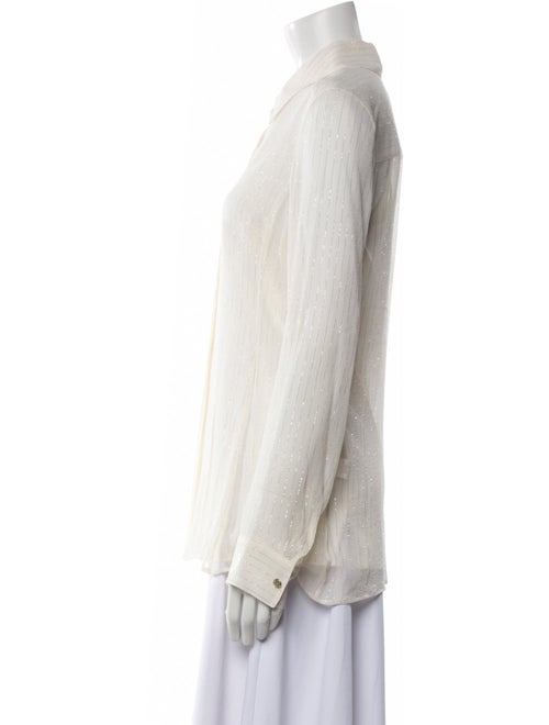 Leggiadro Silk Long Sleeve Button-Up Top