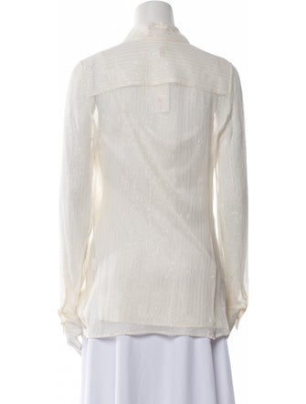 Leggiadro Silk Long Sleeve Button-Up Top