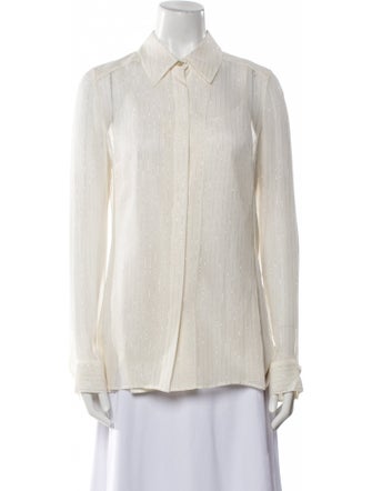 Leggiadro Silk Long Sleeve Button-Up Top